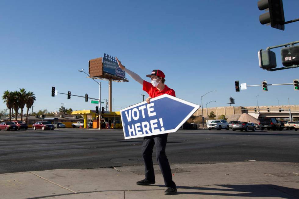 Ryan Habsell, who is saving up for medical school, works a side job inviting motorists to vote ...