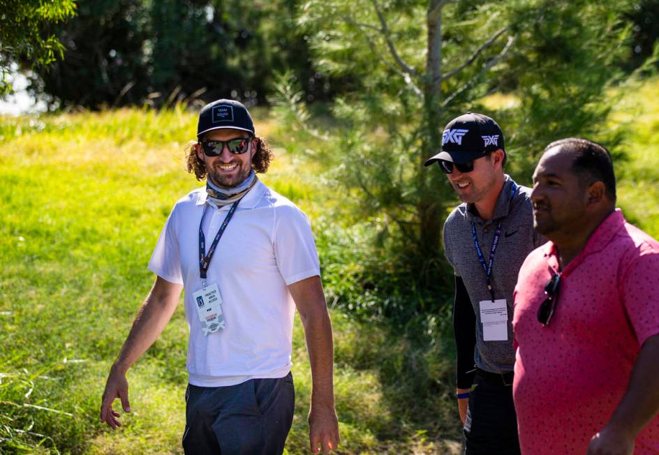 Golden Knights' Mark Stone follows the action near the seventh green ÷during the final rou ...