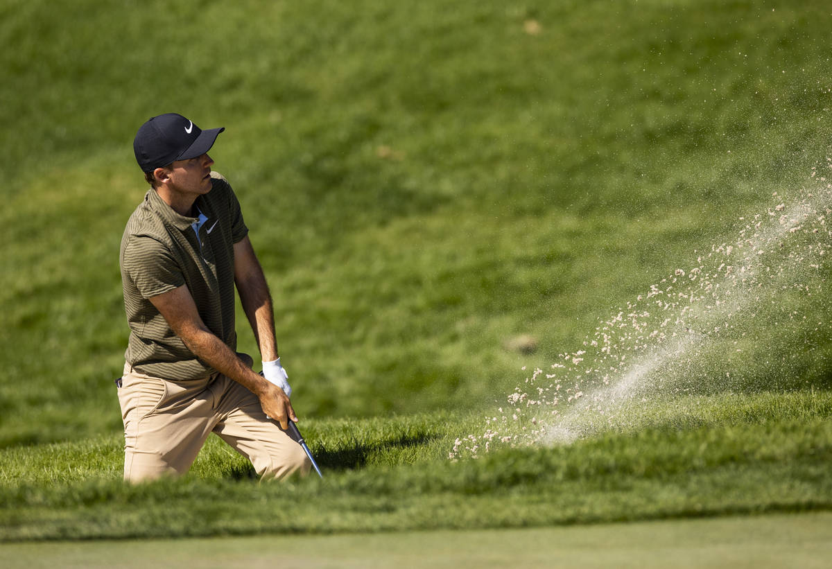 Russell Henley hits out of the bunker onto the seventh green during the final round of the CJ C ...