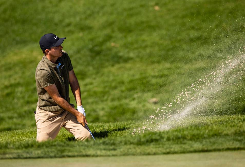 Russell Henley hits out of the bunker onto the seventh green during the final round of the CJ C ...