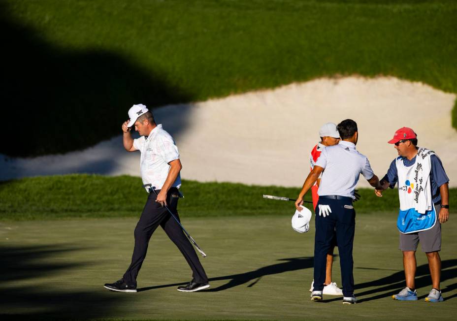 Jason Kokrak walks off the 18th greenʡfter completing the final round of the CJ Cup at th ...