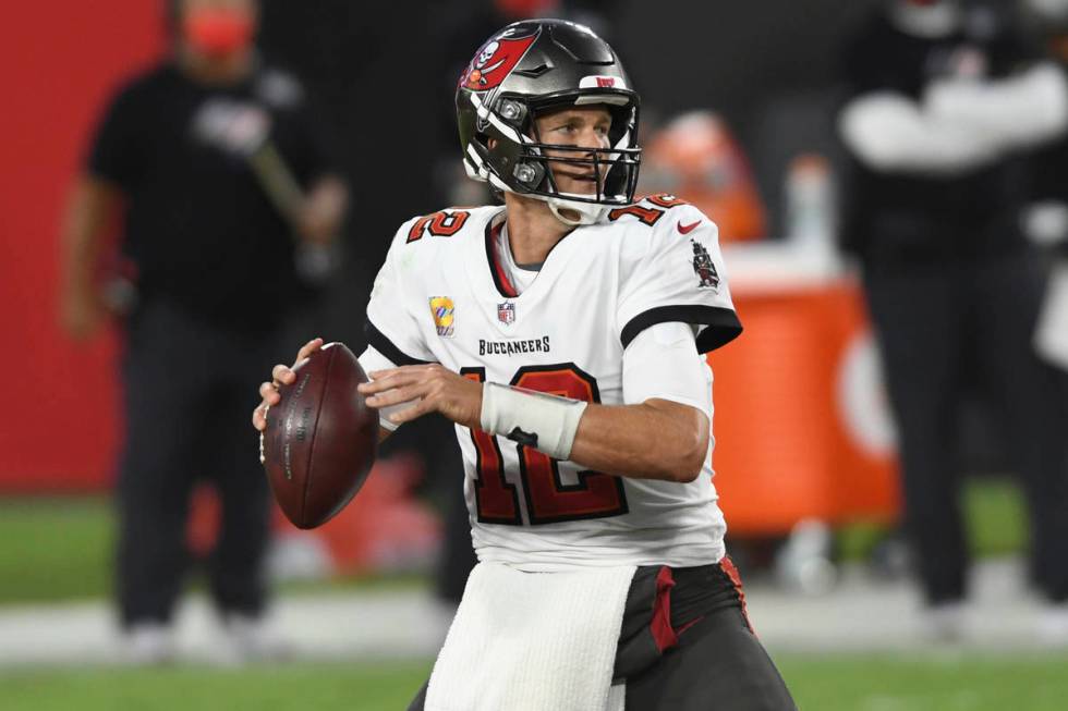 Tampa Bay Buccaneers quarterback Tom Brady (12) during the second half of an NFL football game ...