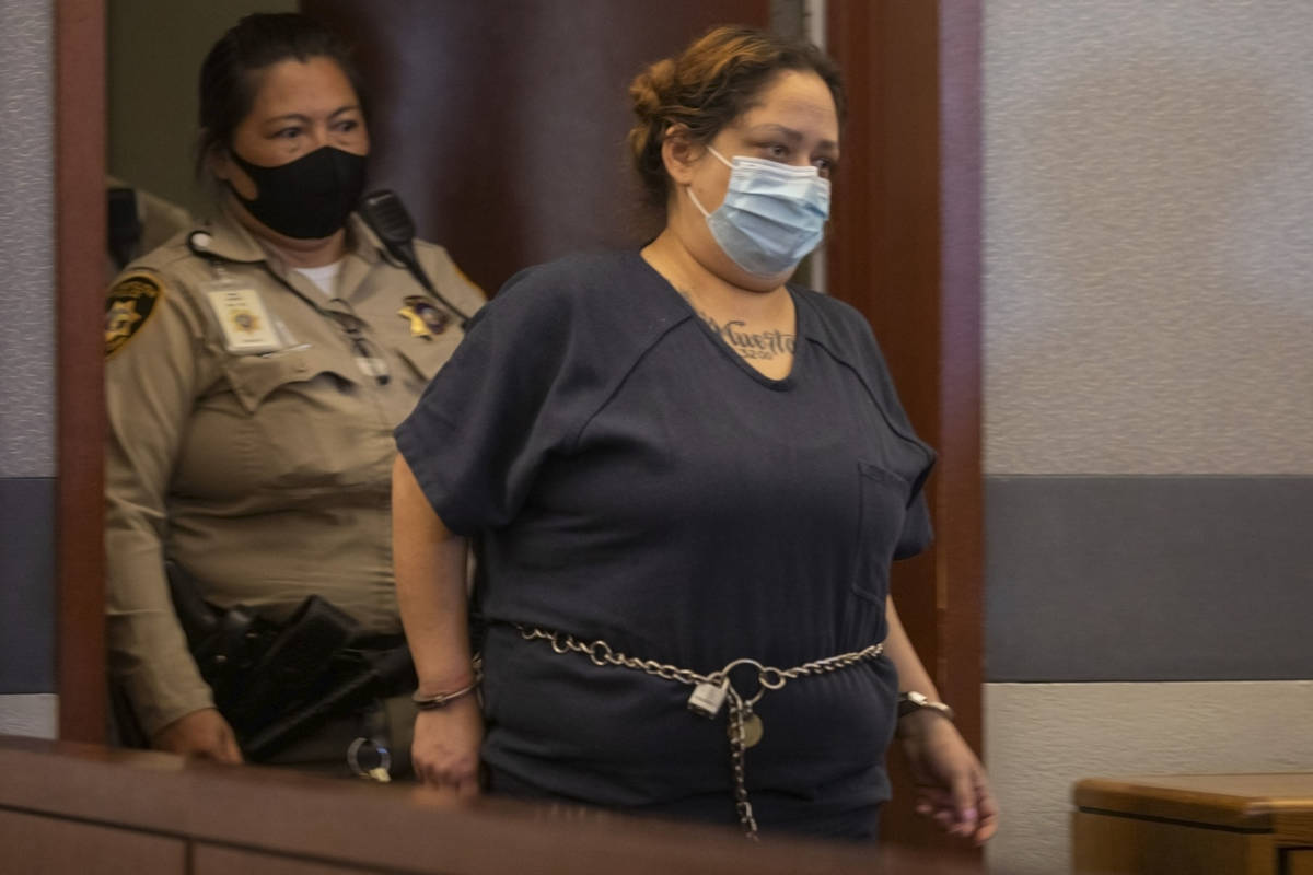 Defendant Malinda Mier, charged in the Alpine Motel Apartments fire, enters the courtroom after ...
