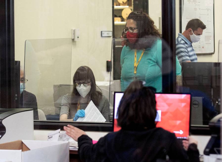 Clark County election workers count ballots at the Election Department warehouse, on Tuesday, O ...