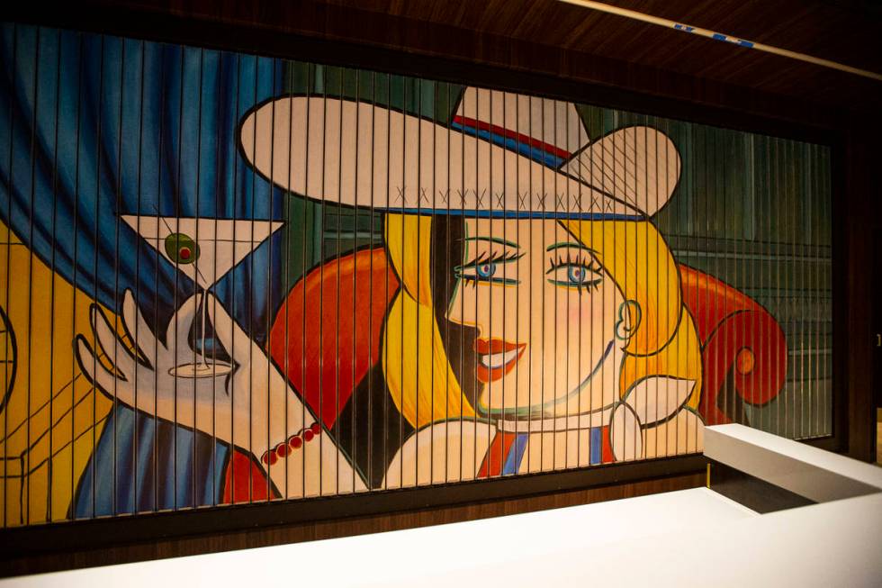 A Picasso-esque rendition of Vegas Vickie by local artist Jelaine Faunce is seen at the registr ...
