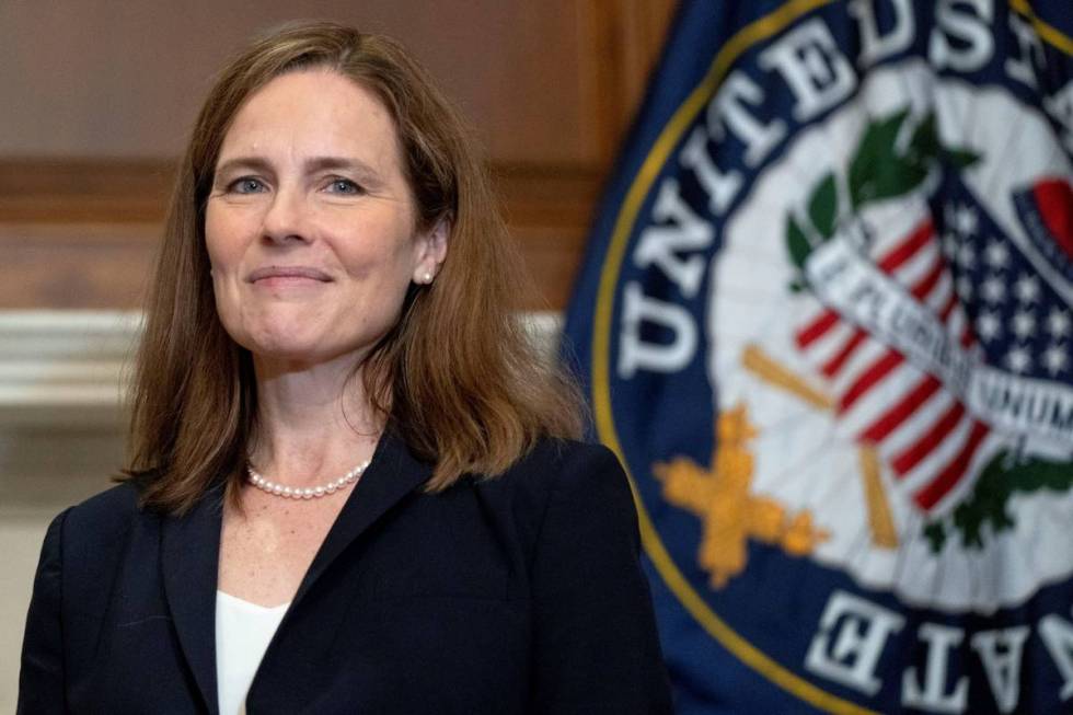 Supreme Court nominee Amy Coney Barrett meets with Sen. James Lankford, R-Okla., Wednesday, Oct ...