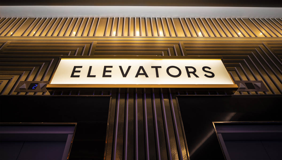 Elevators leading to guest floors at Circa on Monday, Oct. 19, 2020, in Las Vegas. (Benjamin Ha ...