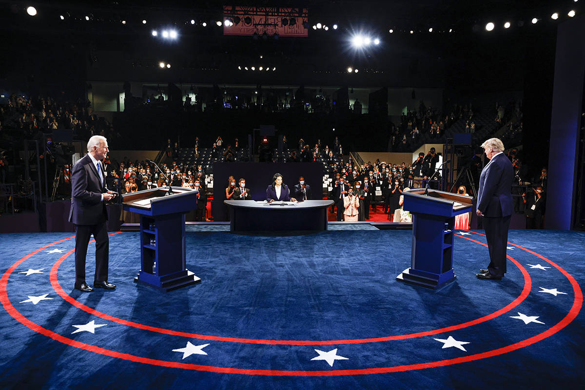 President Donald Trump and Democratic presidential candidate former Vice President Joe Biden pa ...