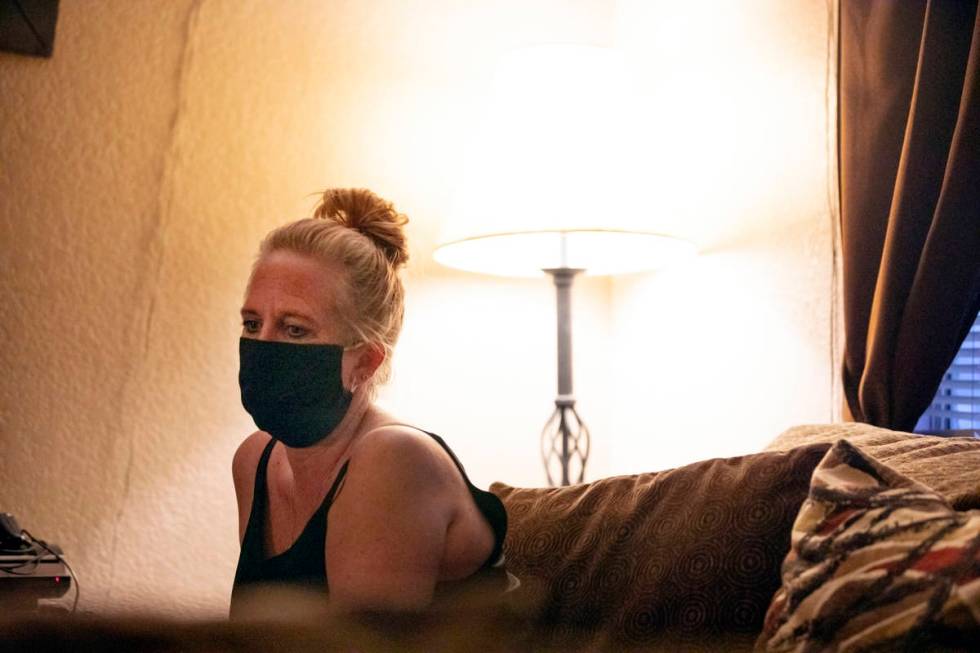 Angela Jones is photographed at her Las Vegas apartment on Oct. 20, 2020. (Elizabeth Brumley/La ...