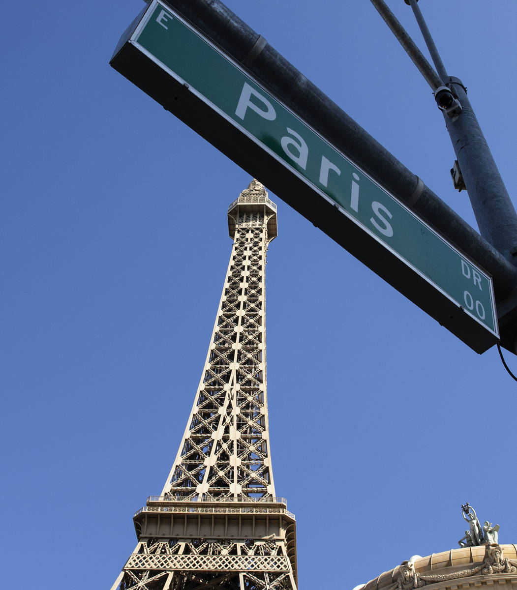 The Eiffel Tower at Paris Las Vegas is seen on Friday, Oct. 23, 2020, in Las Vegas. Hundreds of ...
