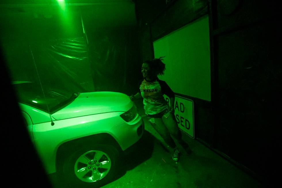 Lauren Tauber performs during the Horrorwood Video drive-in at the Majestic Repertory Theatre i ...