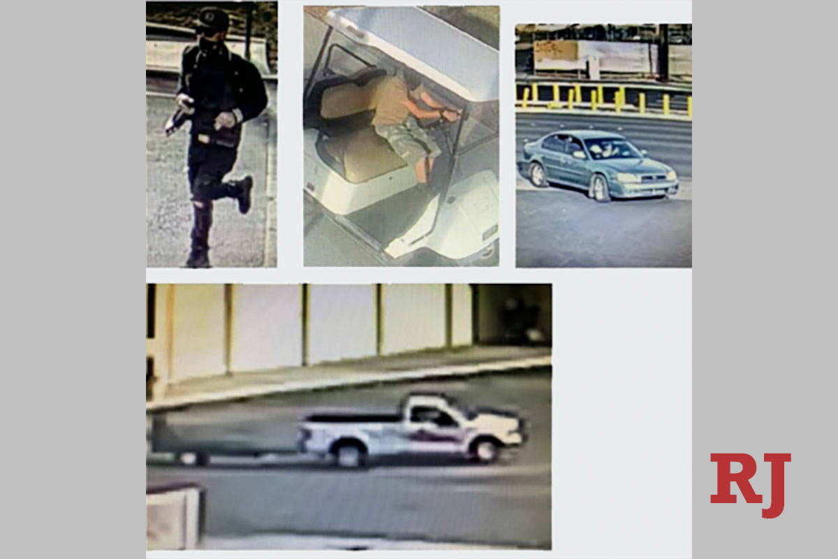 The UNLV police department released these photos of suspects and vehicles that might be linked ...