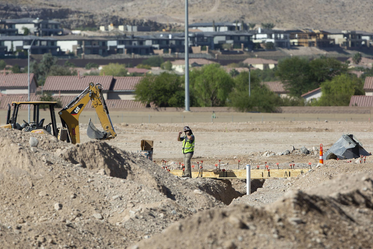 A construction worker at the site of Ariva, an apartment complex to-be on Las Vegas Boulevard n ...