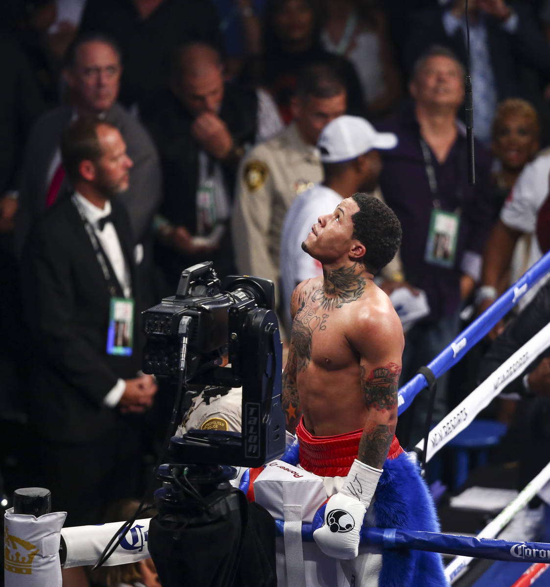 Gervonta Davis after defeating Francisco Fonseca, not pictured, with a technical knockout in th ...