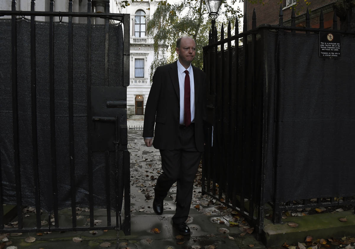 Chief Medical Officer Professor Chris Whitty arrives at 10 Downing Street, before Britain's Pri ...