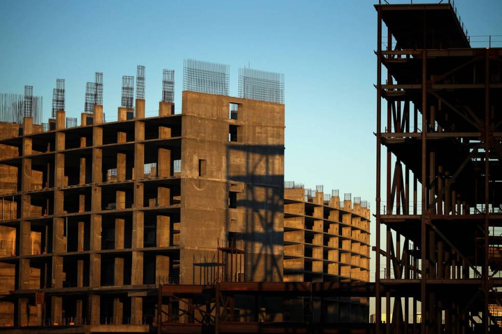 The mothballed Echelon project, on the former site of the Stardust hotel-casino, as seen Sept. ...