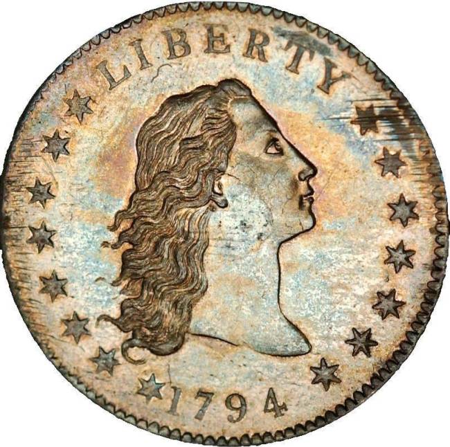 The 1794 Flowing Hair silver dollar is believed by many experts to be the first silver dollar s ...