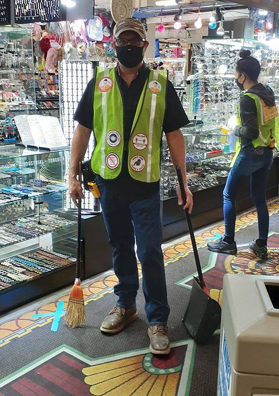 Ted Gleason is one of several COVID-19 observers/cleaners who patrol aisles at Fantastik to ens ...