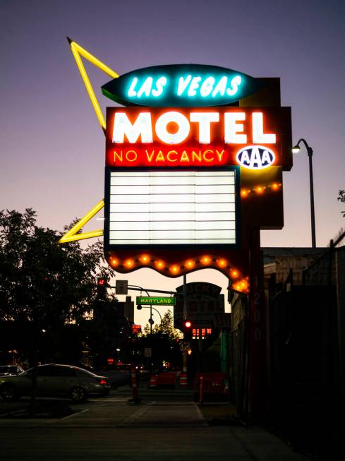 The Las Vegas Motel sign on East Freemont Street was refurbished with handblown glass tubes. (C ...