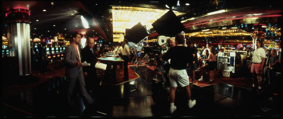 Robert De Niro, left, and Don Rickles film a scene for "Casino" inside the Riviera. (Universal ...