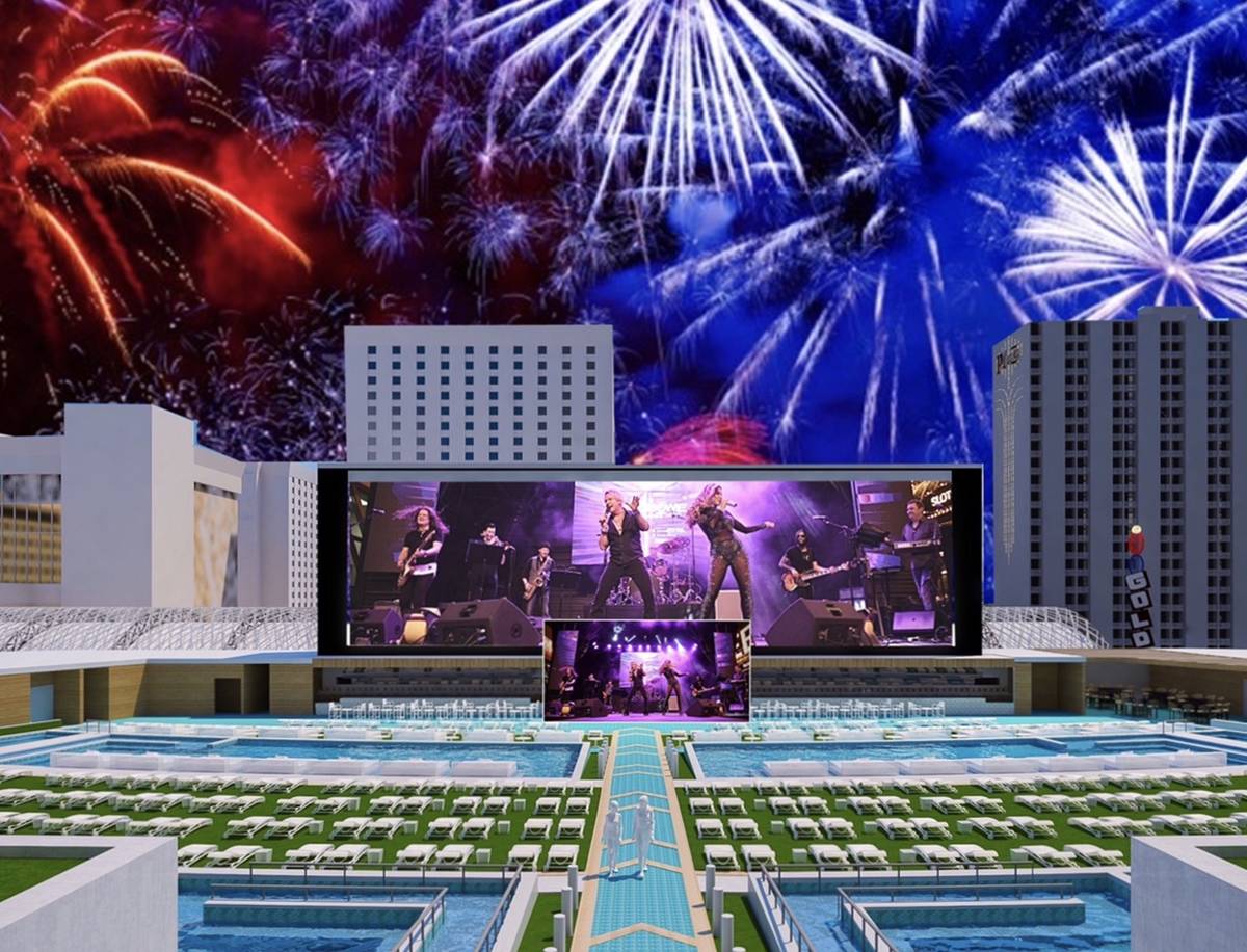 A rendering of the Stadium Swim layout for New Year's Eve, when Zowie Bowie heads up an all-sta ...