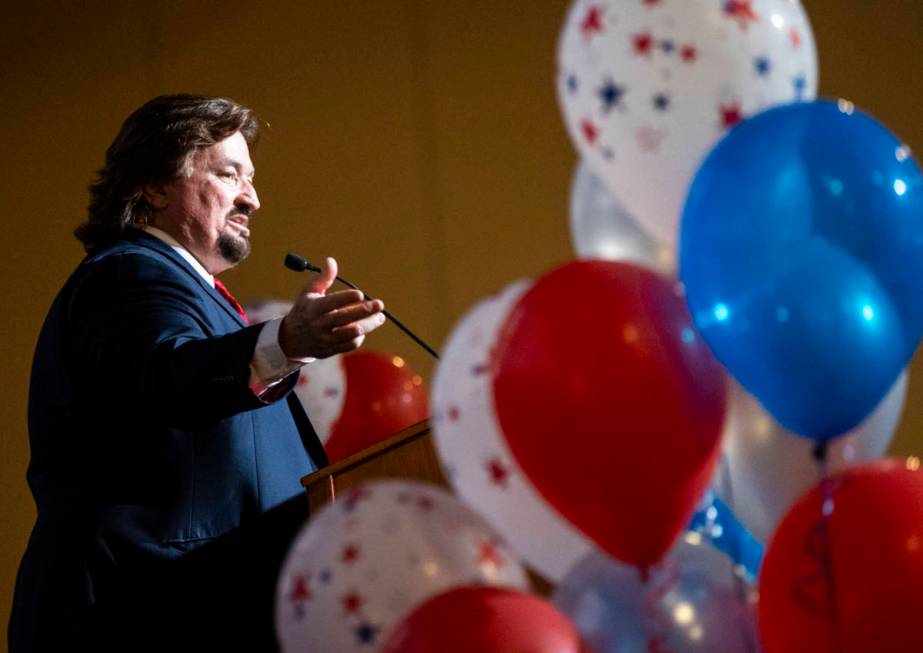 Nevada Republican Party Chairman Michael McDonald speaks during an election night watch party h ...