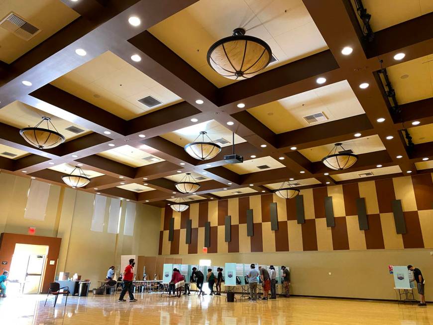 People vote at Historic Fifth Street School in downtown Las Vegas on Election Day Tuesday, Nov. ...