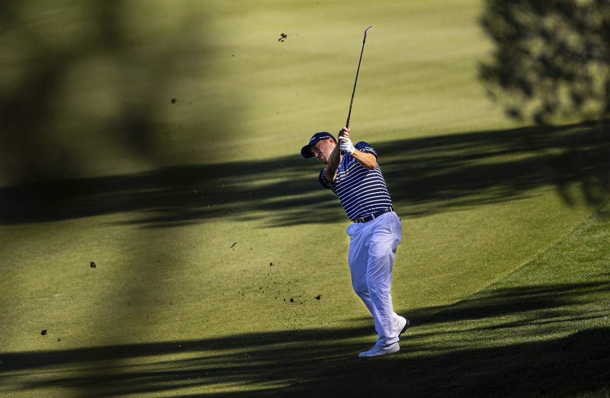 Justin Thomas hits a fairway shot at the 12th hole during the third round of the CJ Cup at the ...