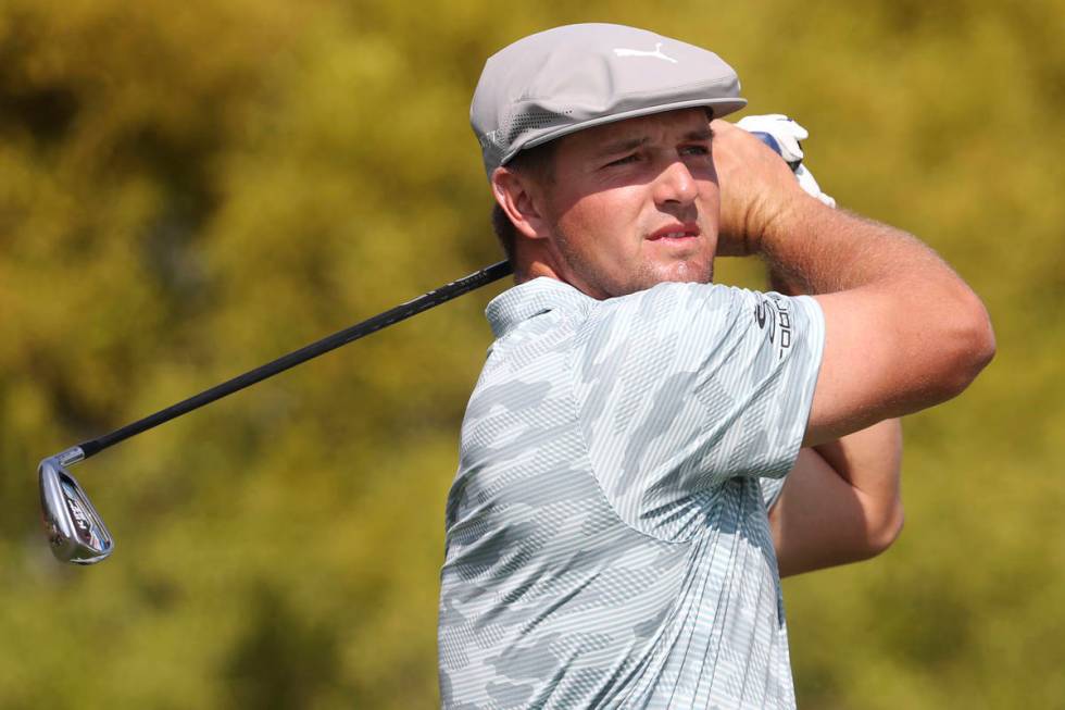 Bryson DeChambeau tees off on the first hole during the third round of the Shriners Hospital fo ...