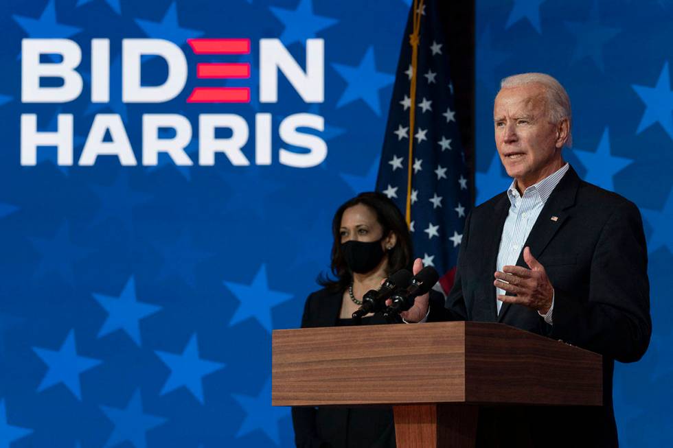 Democratic presidential candidate former Vice President Joe Biden joined by Democratic vice pre ...