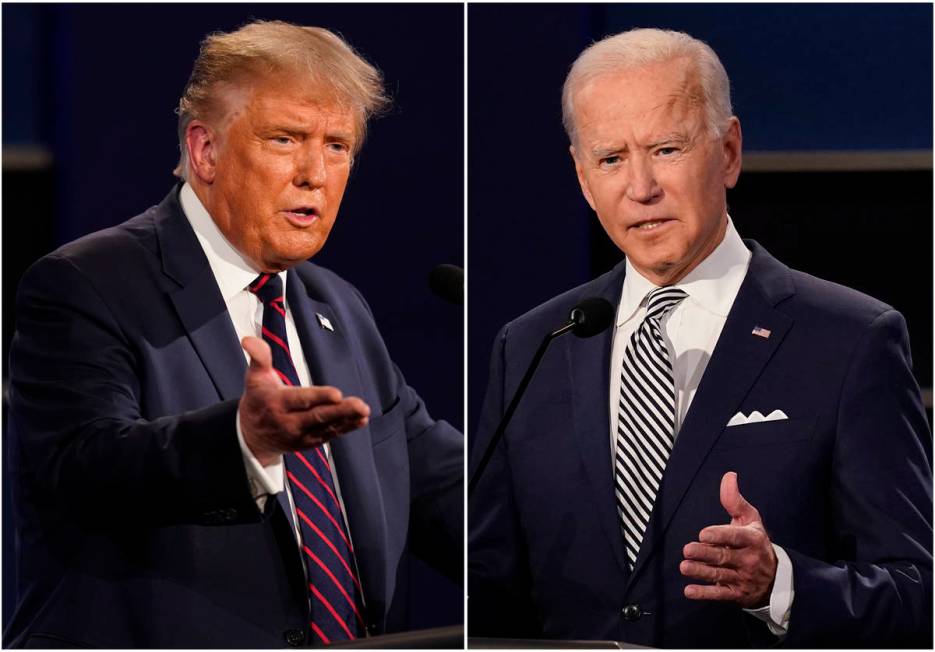 FILE - This combination of Sept. 29, 2020, file photos shows President Donald Trump, left, and ...