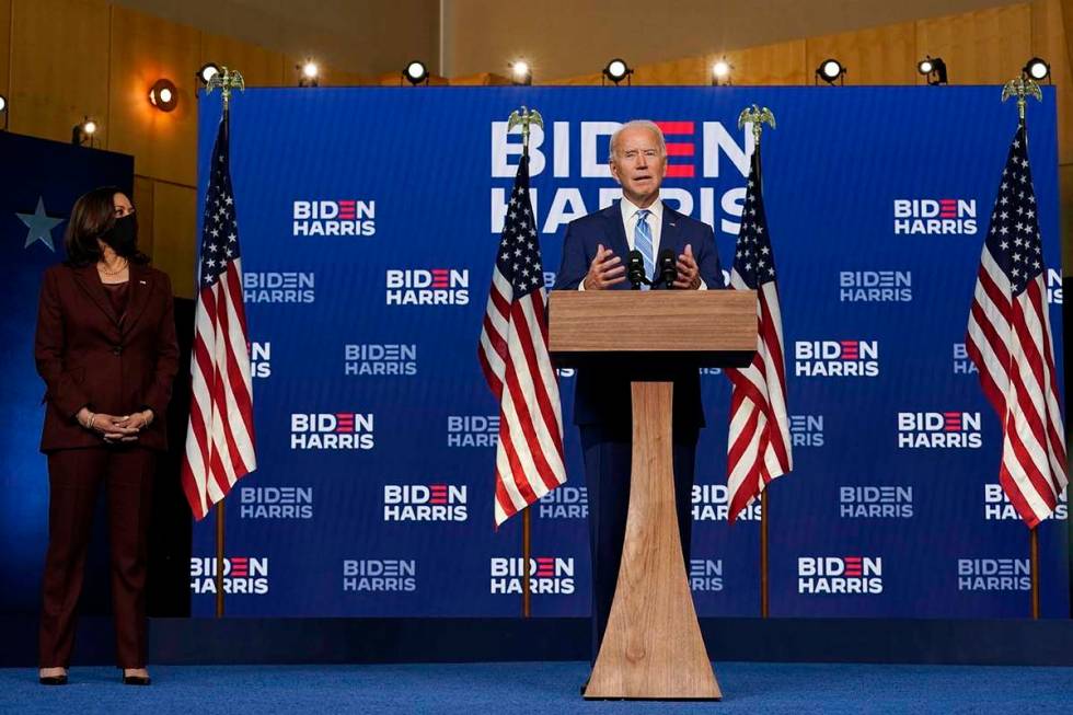 Democratic presidential candidate former Vice President Joe Biden joined by Democratic vice pre ...