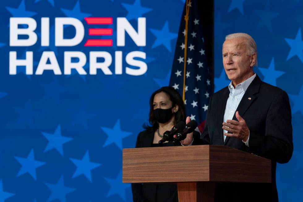 Democratic presidential candidate former Vice President Joe Biden joined by Democratic vice pre ...