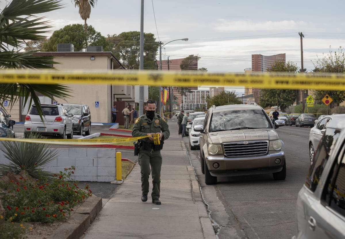 Las Vegas police investigate a double homicide involving two juveniles on the 1000 block of Sie ...