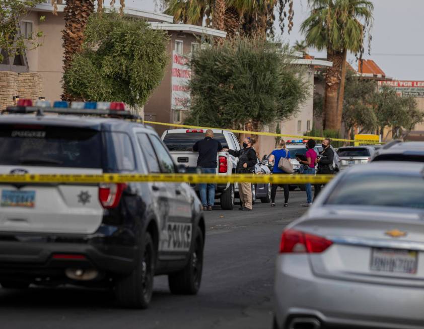 Las Vegas police investigate a double homicide involving two juveniles on the 1000 block of Sie ...