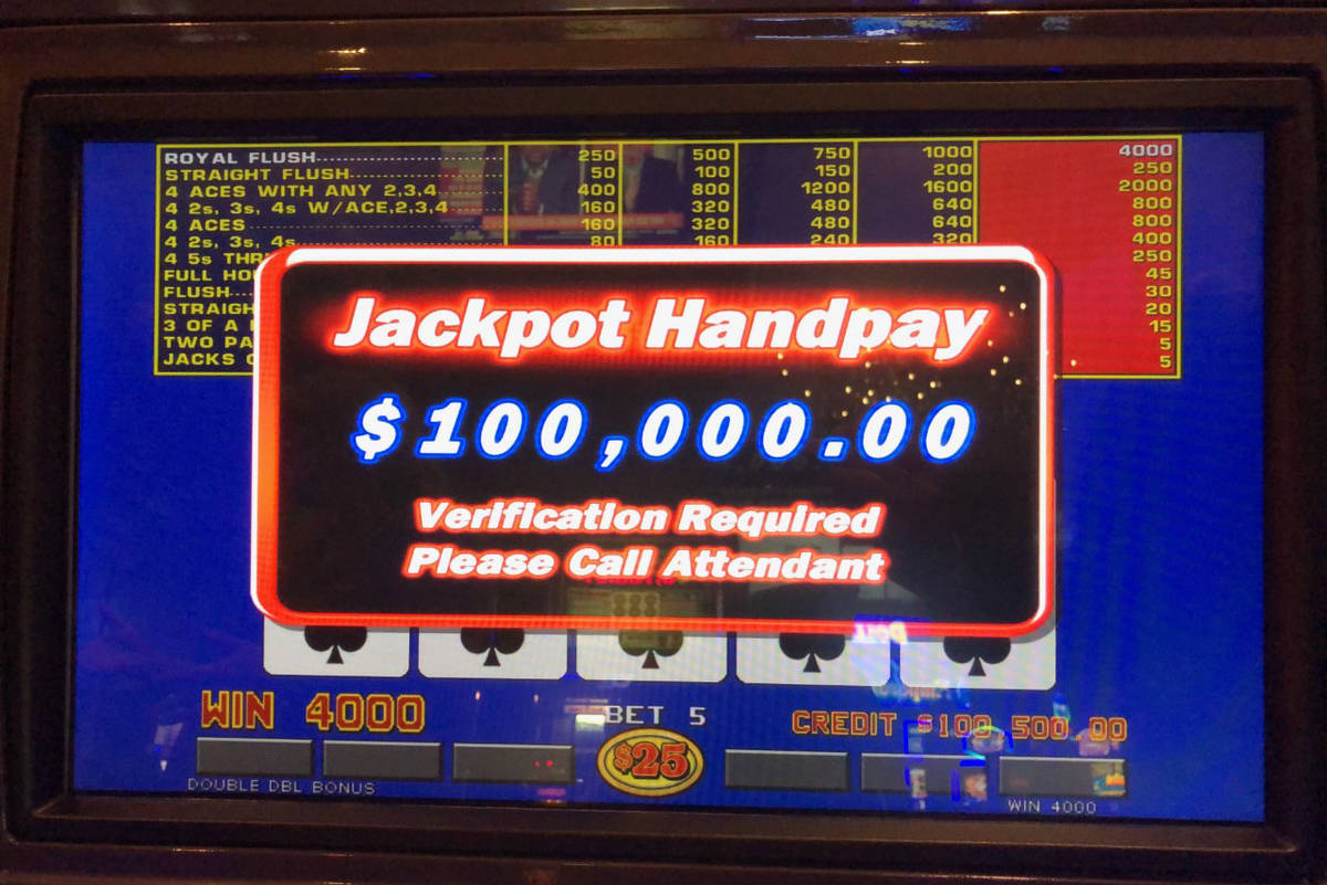 A local hit a royal flush for a $100,000 jackpot at Rampart Casino on Thursday, Nov. 5, 2020. ( ...