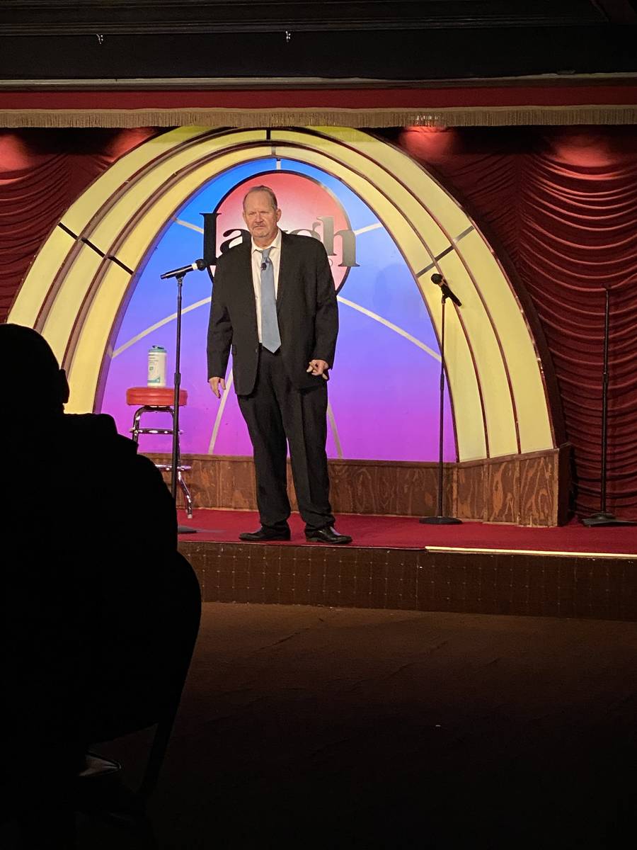 Veteran comic Bob Zany is shown onstage for a socially distant audience at Laugh Factory at the ...