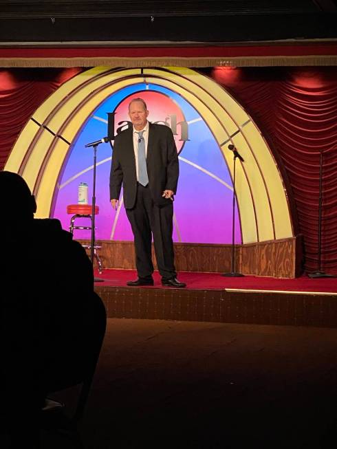 Veteran comic Bob Zany is shown onstage for a socially distant audience at Laugh Factory at the ...