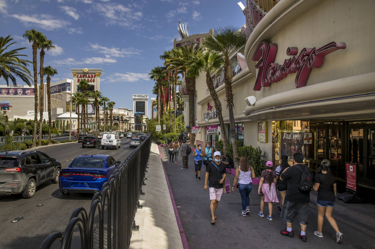 The Las Vegas Strip at the Flamingo was active during Labor Day weekend on Sept. 5, 2020, in La ...