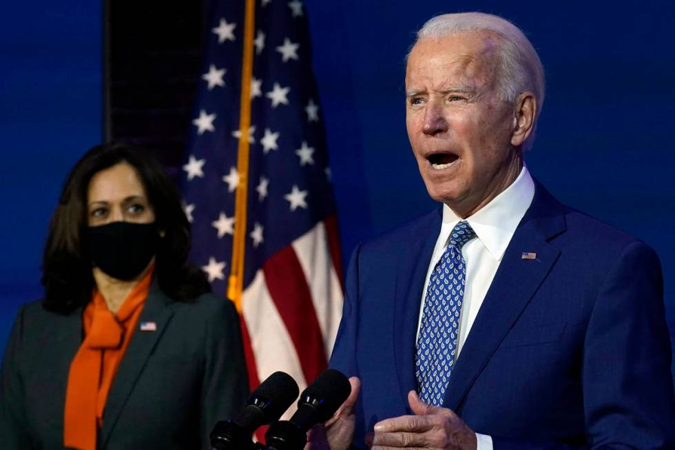 President-elect Joe Biden, joined by Vice President-elect Kamala Harris, speaks at The Queen th ...