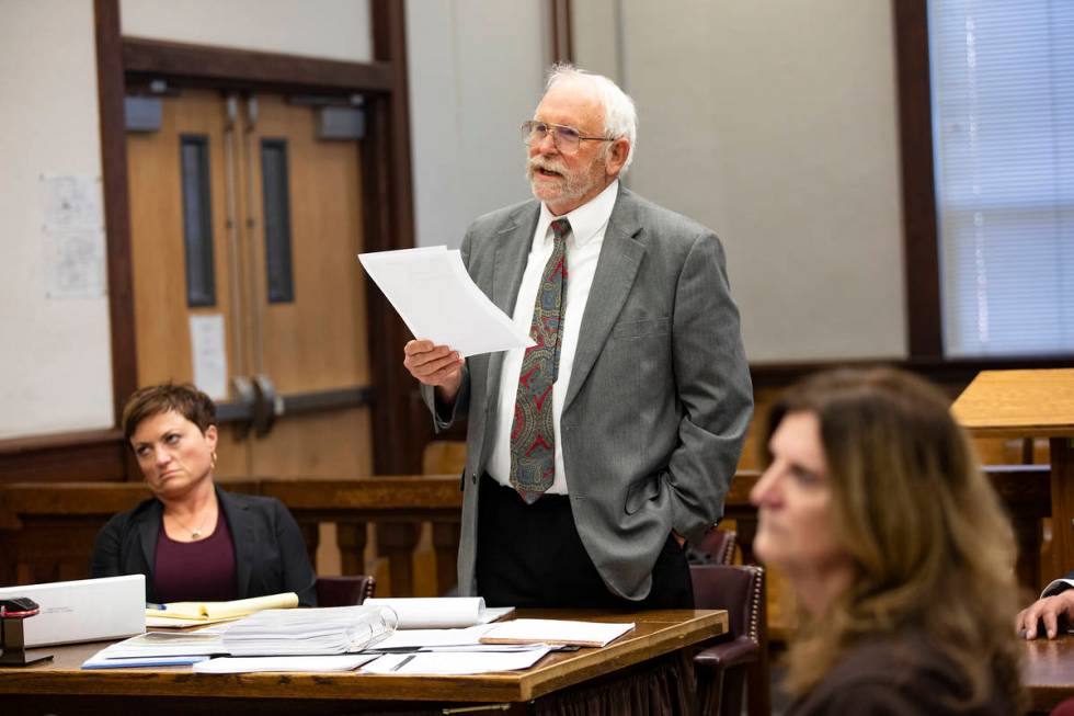 Richard Sears, who represents murder suspect John Dabritz, during cross examination of a witnes ...