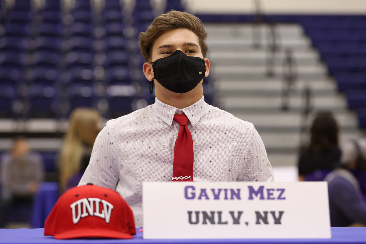 Gavin Mez is photographed during a Signing Day ceremony at Bishop Gorman High School in Las Veg ...