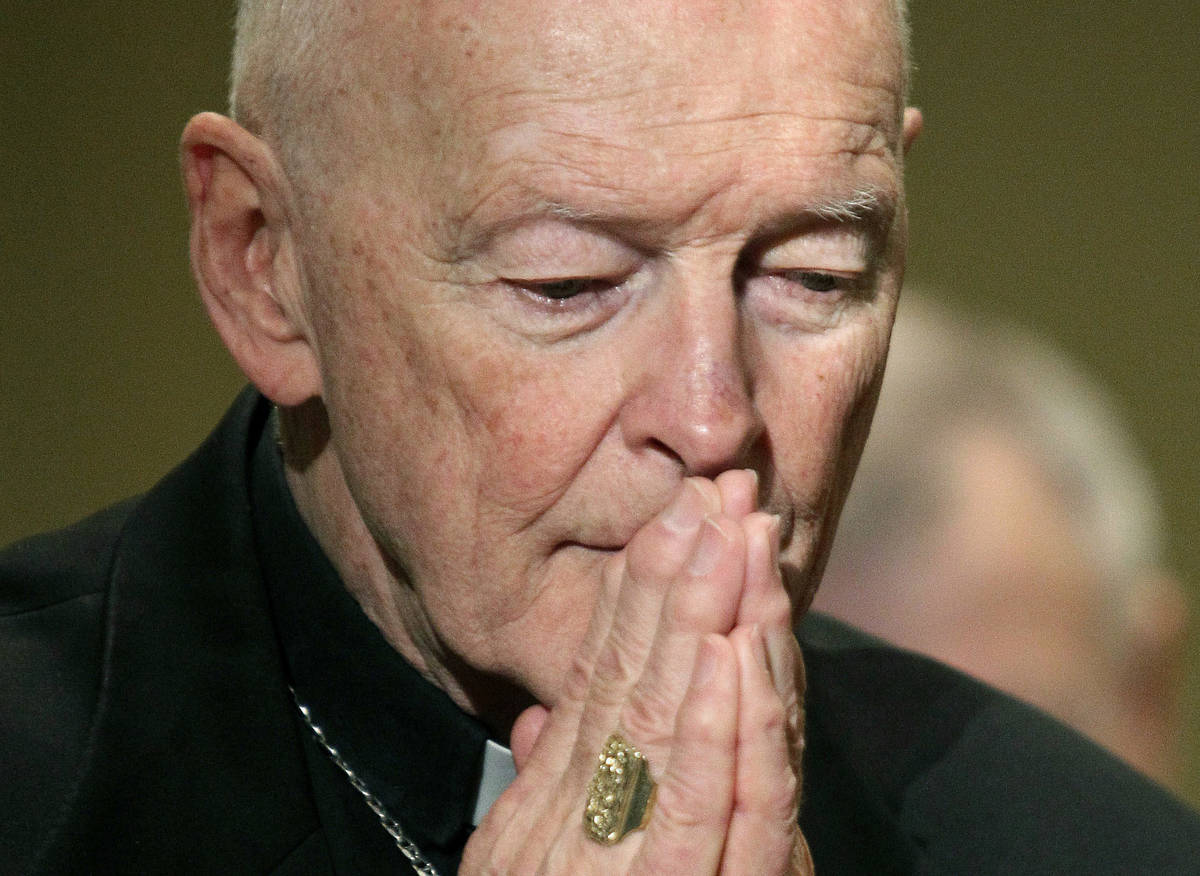 In this Nov. 14, 2011, file photo, Cardinal Theodore McCarrick prays during the United States C ...