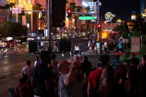 Both pedestrian and motorist traffic picked up on the Strip during Labor Day weekend on Saturda ...