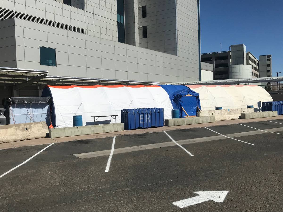 A temporary deployable medical structure at Renown to help with overflow of patients. (Courtesy ...