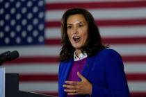 Michigan Governor Gretchen Whitmer speaks at Beech Woods Recreation Center, in Southfield, Mich ...