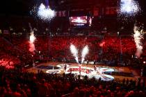 Fans fill the arena before the start of a basketball game between UNLV and UNR at the Thomas &a ...