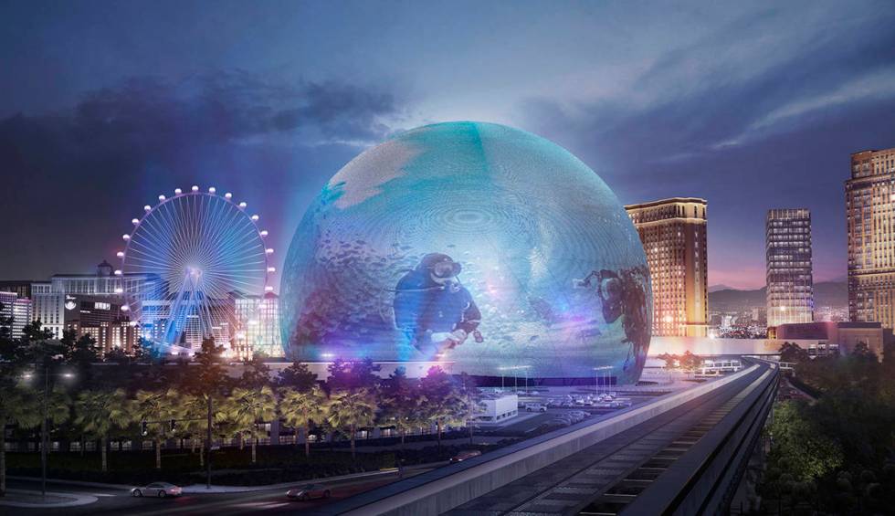 An exterior rendering of MSG Sphere at The Venetian. The state-of-the-art venue, which will be ...