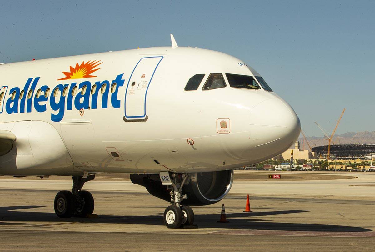 Allegiant unveils a new Golden Knights-themed plane at McCarran with the new Allegiant Stadium ...