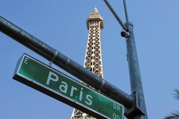 The Eiffel Tower at Paris Las Vegas is seen on Friday, Oct. 23, 2020, in Las Vegas. A woman inj ...